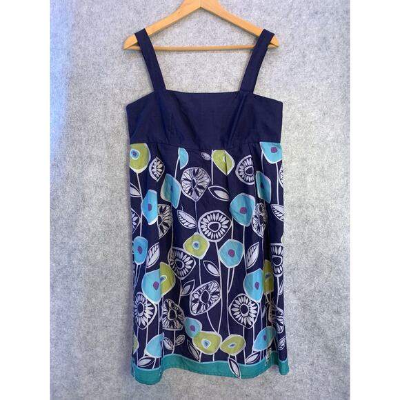 OC By OC Navy Flowered Sundress, Modern Print, Women’s Size 12, Summer Frock - Picture 6 of 13